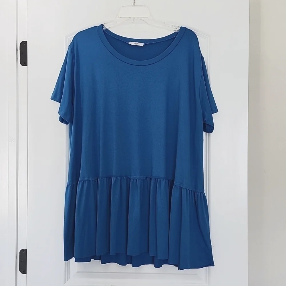 Entro short sleeve Peplum Top Blue size 1X - Picture 5 of 12